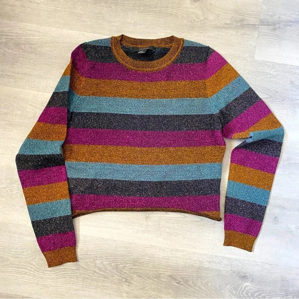 Sparkly Long Sleeve Cropped Sweater Festive Cropped Sweater Fits Small